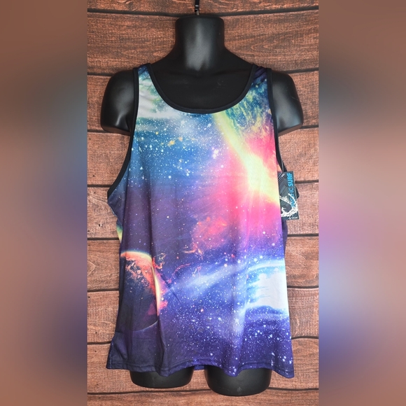 Pacific Surf Galaxy Print Men's Tank Top NWT Size XL Multi Color Summer Beach - Picture 1 of 6
